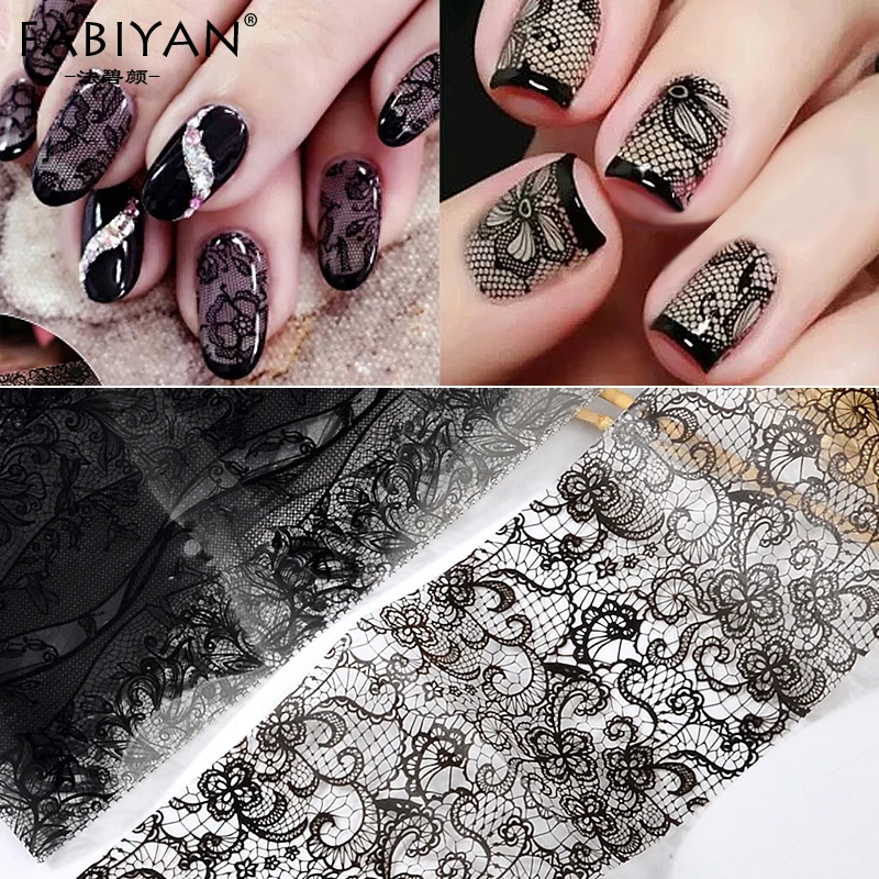 10 шт. черно белые кружевные наклейки для дизайна ногтей|nail art black|sticker foillace sticker |