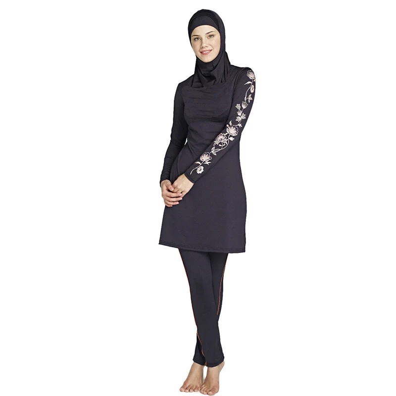 Скромная Bearwear Burkini ванный комплект купальники мусульманский полный Чехол исламские костюмы с длинным рукавом Одежда для плавания 3 шт. Буркини