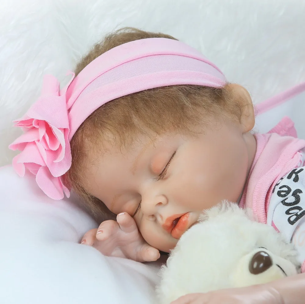 22 &quotреборн куклы игрушки половина силикона тело bebe Reborn младенца Хлопок с соской