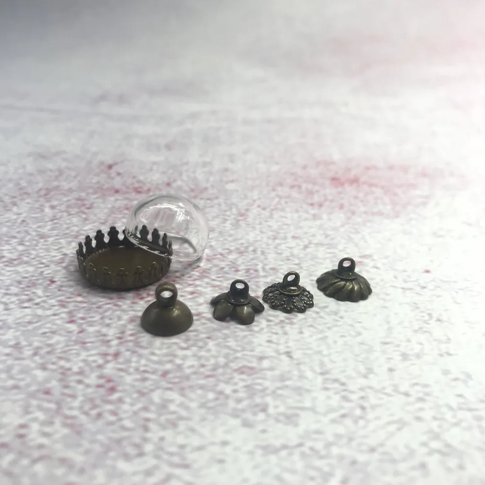 5 шт./лот 15 мм Cllear полустеклянный шар пузырьковый с серебряным/бронзовым лотком