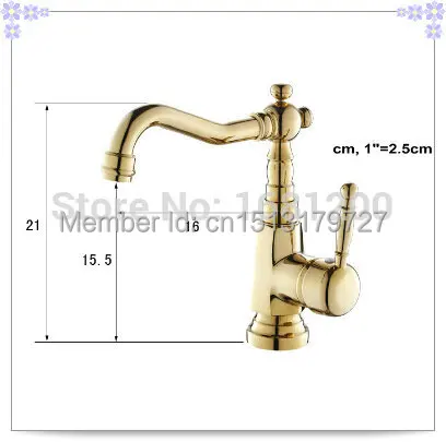 Golden Polished Kitchen faucet Basin swive mxier tap Ti-PVD finish Square Base misturador para banheiro | Обустройство дома