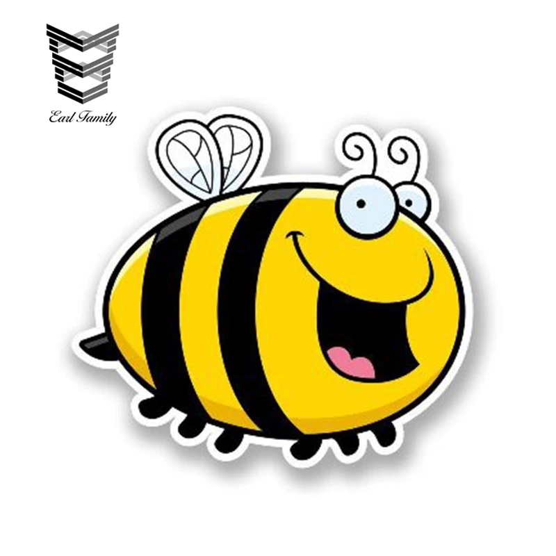 

EARLFAMILY 13 см x 9 см Виниловая наклейка Happy Honey Bee для ноутбука, путешествия, наклейка для автомобиля с милыми животными, водонепроницаемые аксесс...