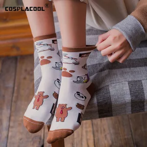 Носки COSPLACOOL в стиле Харадзюку, забавные носки с креативным принтом, японские милые носки с изображением молочной панды и животных, женские носки с мультяшным рисунком, новинка, теплые женские носки
