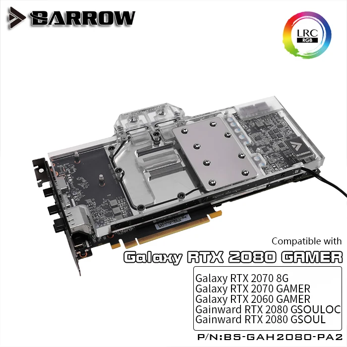 Блок для воды BARROW GALAXY RTX 2060/2070 GAGMER /GAINWARD 2070 8G/2080 OC/Поддержка оригинальной задней