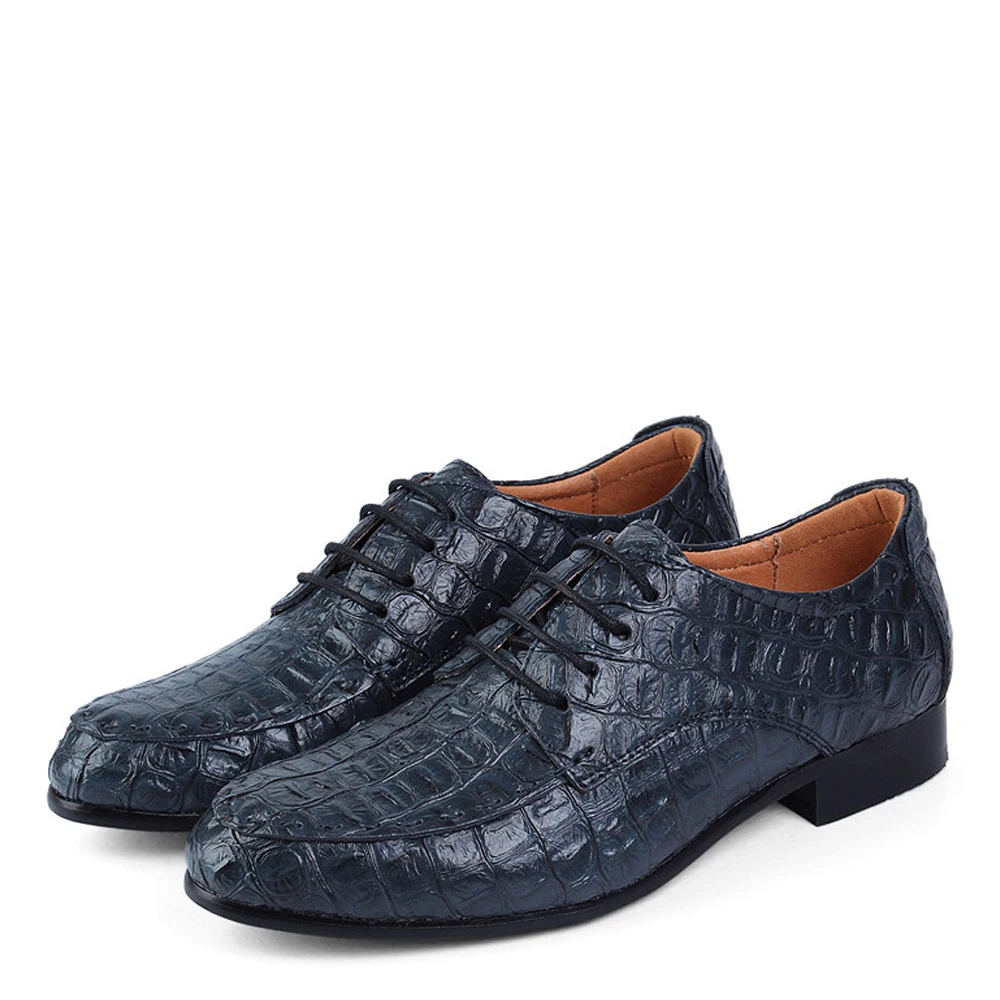 Брендовые мужские туфли оксфорды QFFAZ из натуральной кожи деловые крокодиловые