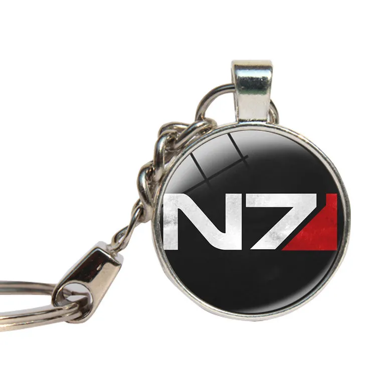 Mass Effect Inspired N7 брелок Горячая игра подарки для бойфренда стеклянный кабошон брелок стеклянный купол для ключа кольцо ювелирные изделия держатель для ключей - Цвет: As Shown