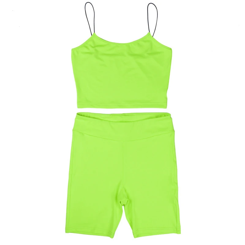 Женский костюм летние повседневные флуоресцентные спортивные лосины короткая