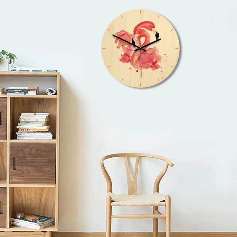 Cartoon Animal Wooden Wall Clock For Living Room Printed Circular Single Face Needle Separates Watch Decor 11 Inch | Дом и сад