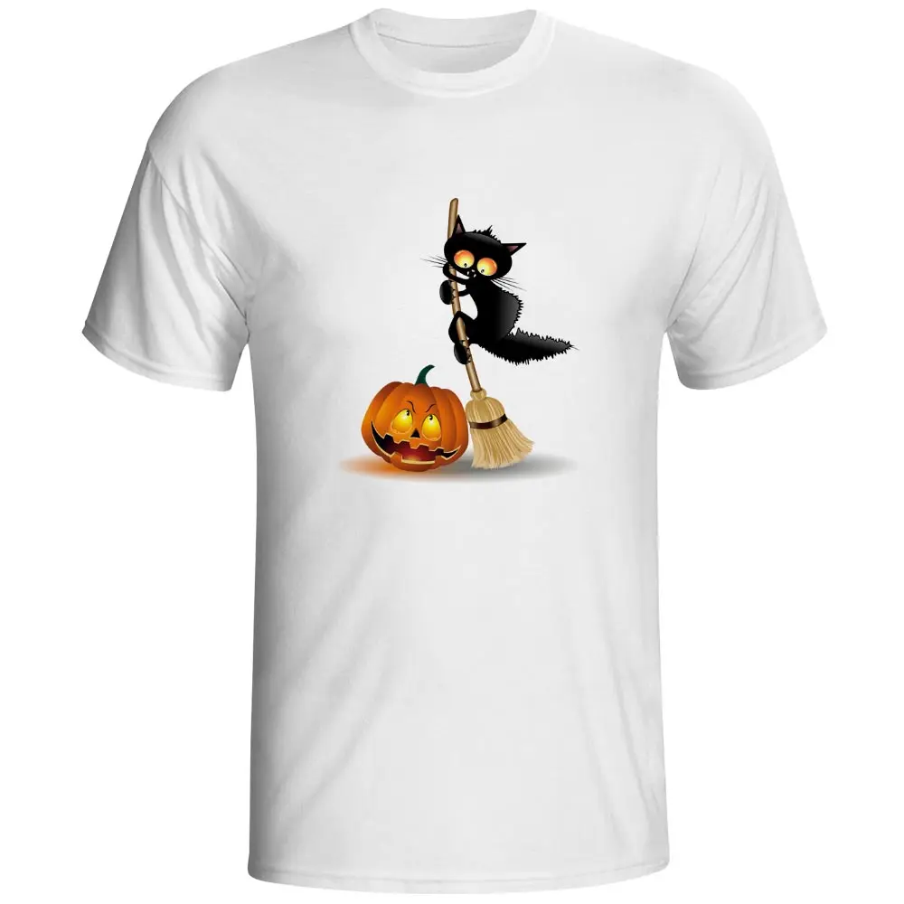 Зловещие аксессуары для Хеллоуина футболка с тыквенным котом дизайнерские