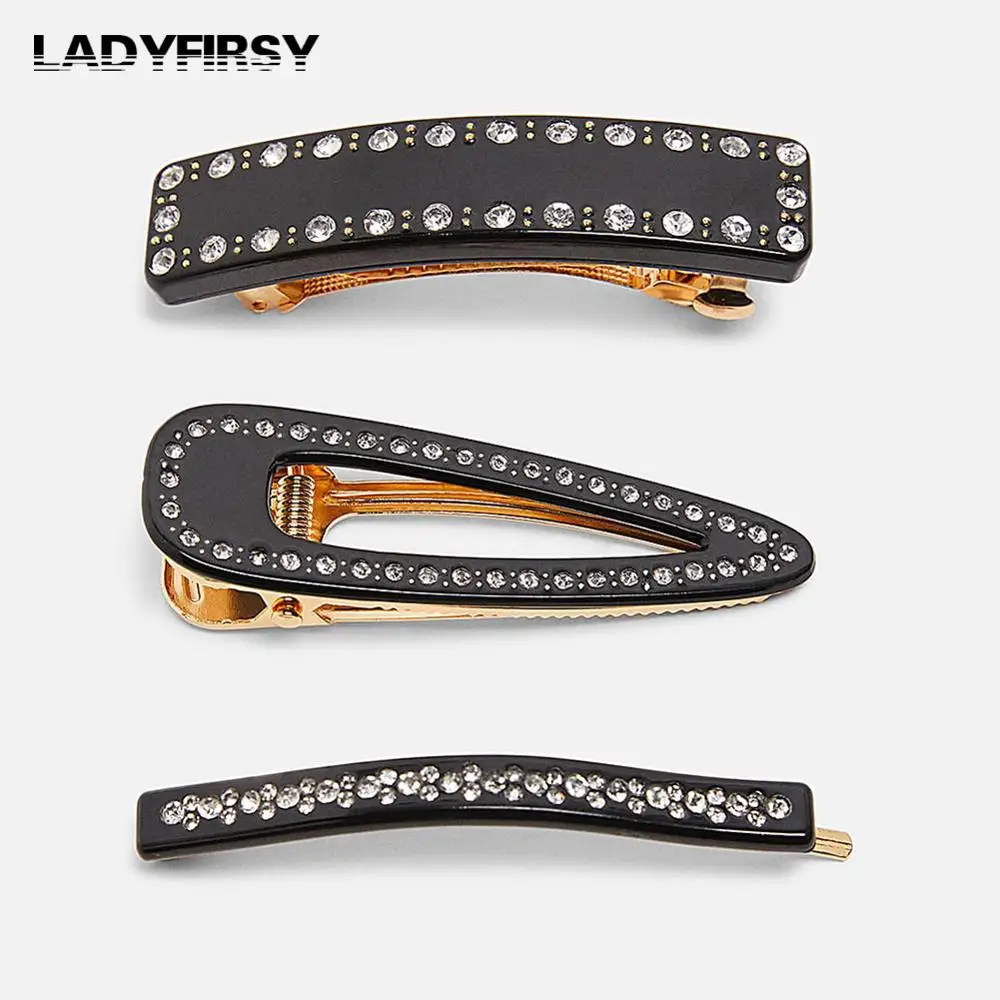 Женские заколки с кристаллами Ladyfirsy черные ручной работы искусственным жемчугом