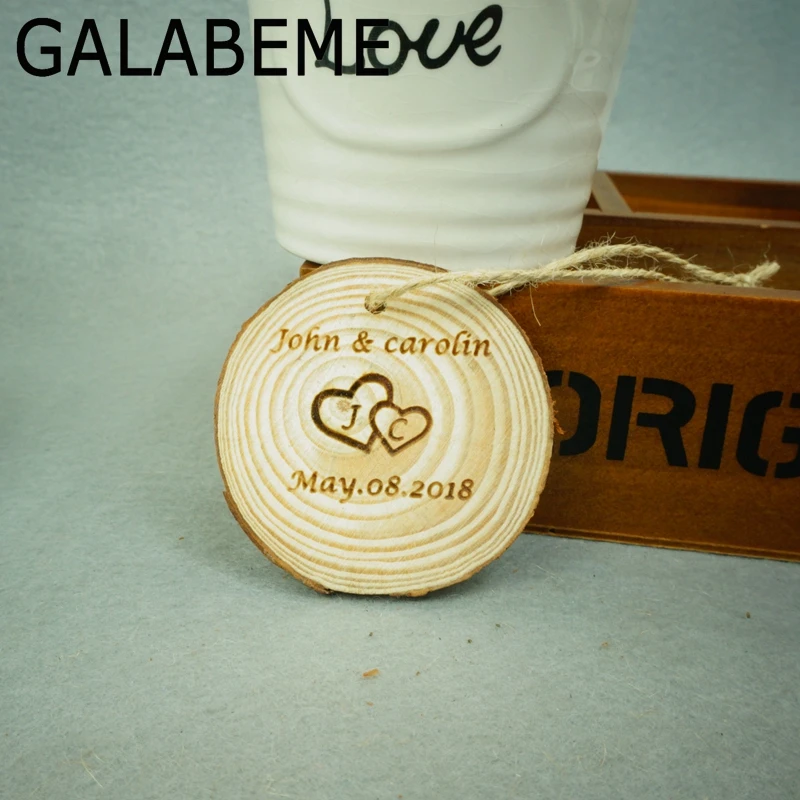 Galabeme 5 см пользовательские персонализированные даты и имя деревянная бирка с