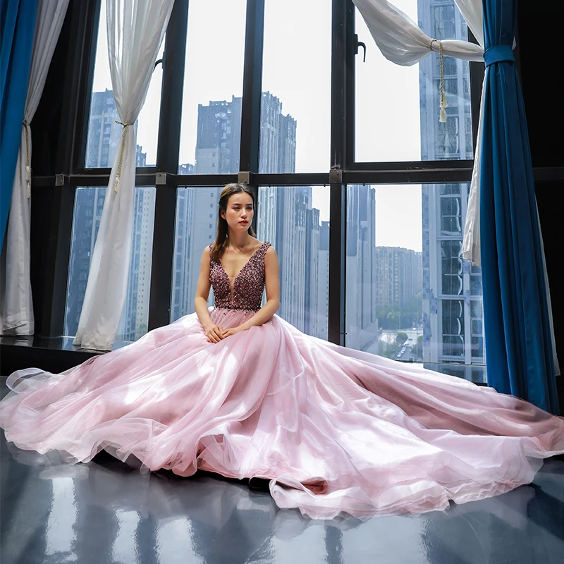 J66713 jancember elegant long party dress A-line sleeveless v-neck lace up formal dresses evening gown платье женское вечернее