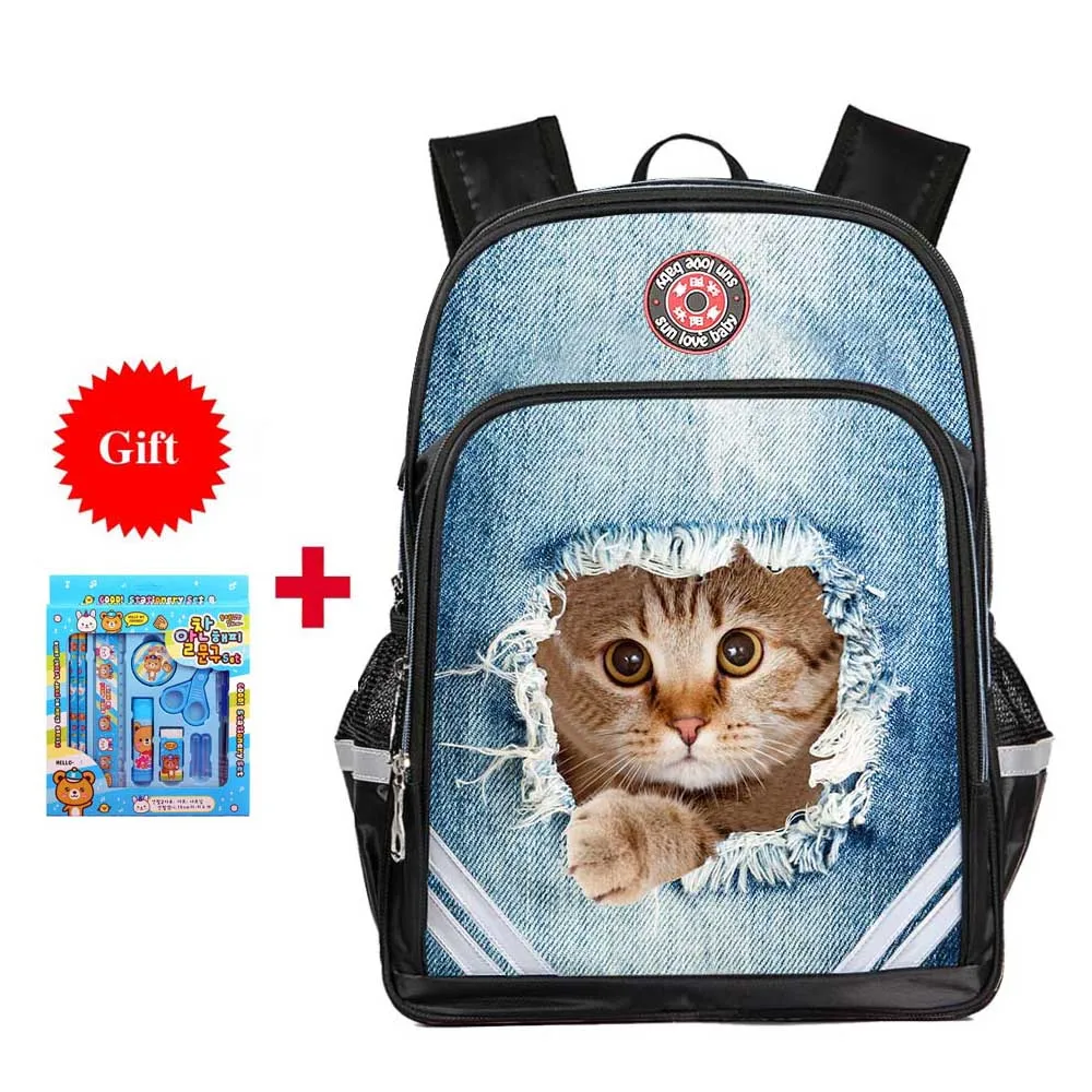 

Cute dog cat printing backpack Boys girls school bags children's orthopedic backpack quality mochila infantil bolsas primary 1-6