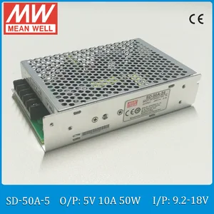 Original MEAN WELL converter SD-50A-5 Input 9.2~18VDC to Output 50W 10A 5VDC enclosed type converter