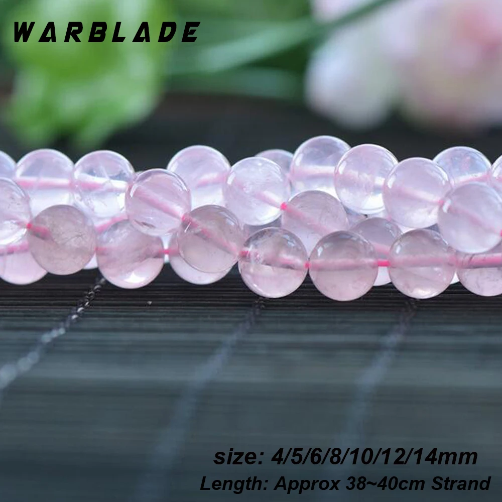 

WBL Natural Stone 5A Ice Pink Crystal Beads Rose Quartz Round Loose Beads 4 6mm 8mm 10mm 12mm For DIY Bracelet Jewelry Making