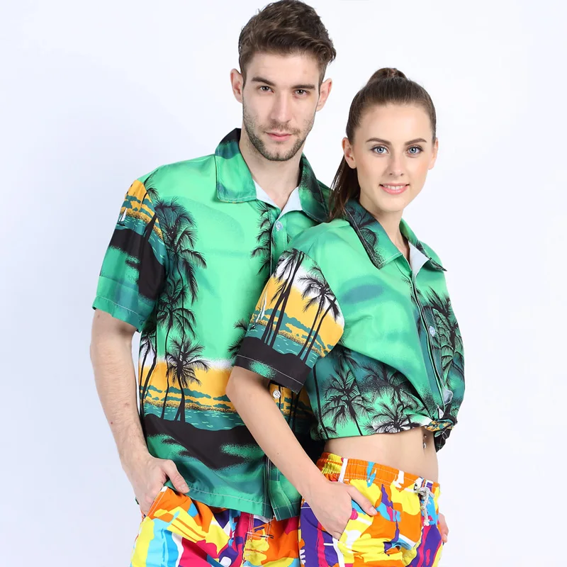 Повседневные Гавайские рубашки Мужская брендовая одежда с цветочным принтом
