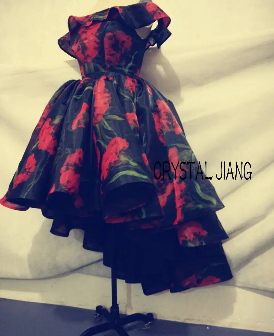 picture color Crystal Jiang Пышное Бальное Платье из Органзы с открытыми плечами и цветочным принтом розы, Пышное Бальное платье, платья для выпускного вечера - Цвет: picture color