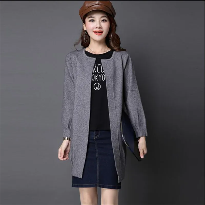 2021 Осень Новый женский вязаный кардиган размера плюс 4XL с круглым вырезом средней