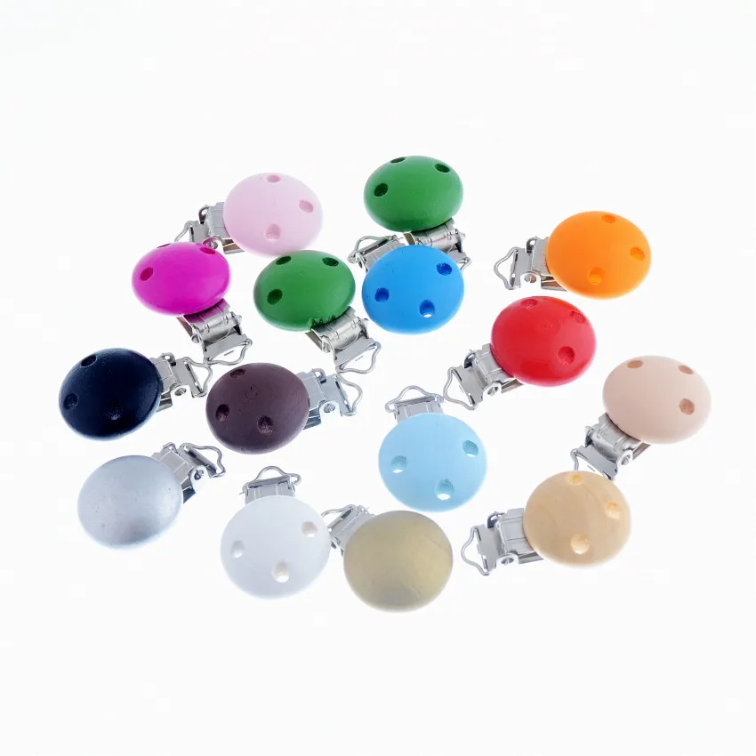 

5PCs Baby Pacifier Clips Pattern Wood Metal Holders Cute Infant Soother Clasps Accessories 4.4x2.9cm J3234
