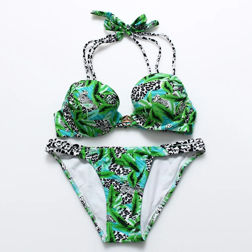 Бикини 2107 Multi-Цвет Сталь кольцо Собрать печати Купальник бикини Leopard Леди Горячая