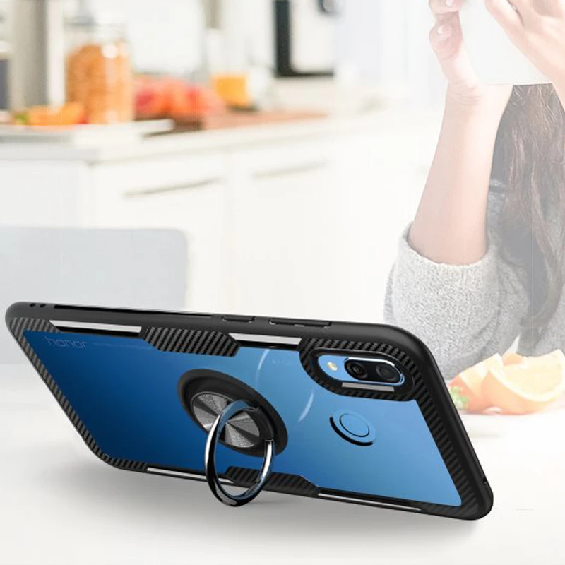 Чехол 8X для huawei Honor 8X, прозрачный ПК+ углеродное волокно, полное защитное кольцо, для huawei Honor 8X, чехол