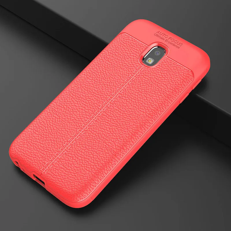 Red Бизнес дела кожаный силиконовый чехол для Samsung Galaxy J3, J5, J7 года J330 J530 J730 чехол Гибридный Мягкий ТПУ чехол для телефона s - Цвет: Red