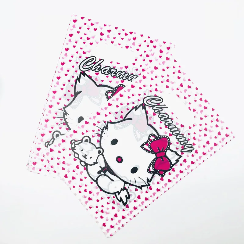 Ярко розовый Love Cat 20x30 см пластиковый подарочный пакет с ручками ювелирные