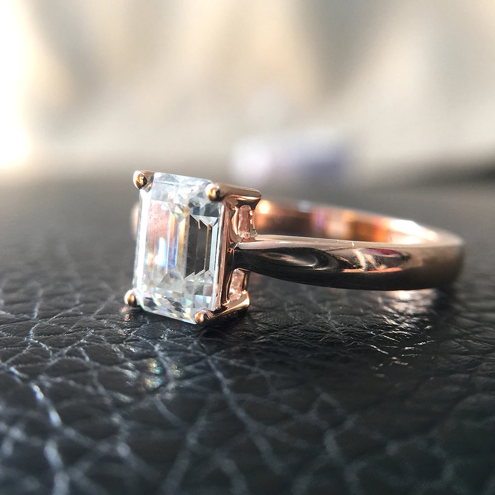 2.7ct 9*7 мм DEF бесцветный изумруд отличный порезной Moissanite обручальное кольцо