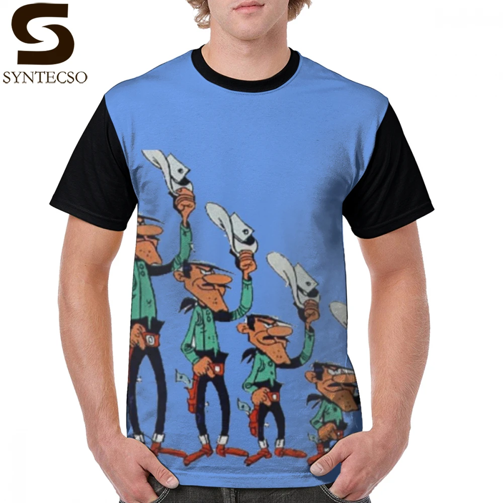 Футболка Lucky Luke футболка Daltons Повседневная с коротким рукавом и графическим