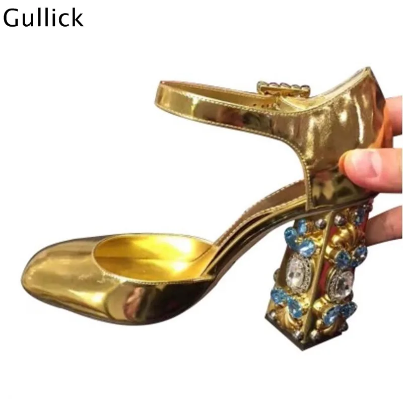 Новинка 2018 модные роскошные женские туфли лодочки Gullick на массивном каблуке