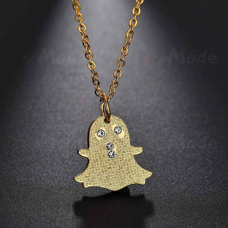 ELSEMODE ожерелья с подвесками в виде маленьких призраков Стразы ожерелье из