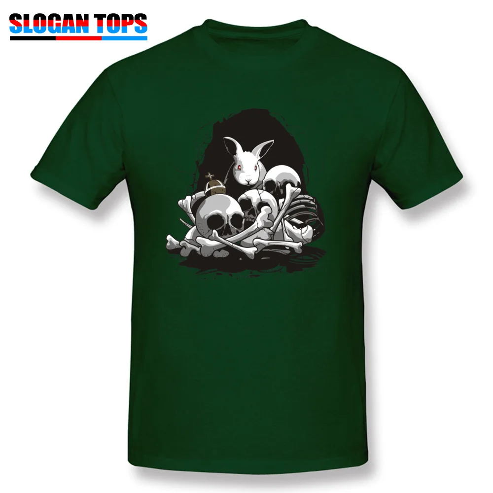 Мужская футболка из чистого хлопка с принтом кролика и черепа винтажная черная