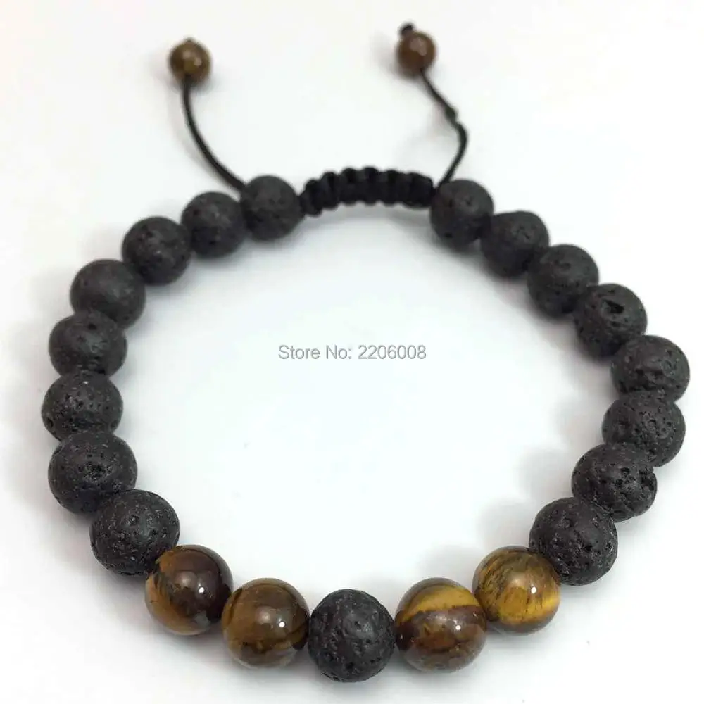 2020 Прямая поставка Лава камень тигровые глаза браслет из шпата для мужчин