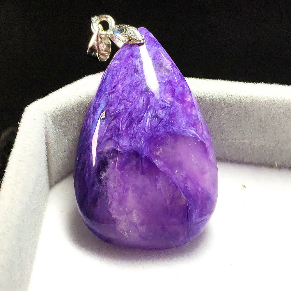 Новая натуральная ледяная фиолетовая Charoite подвеска в виде капли воды форма