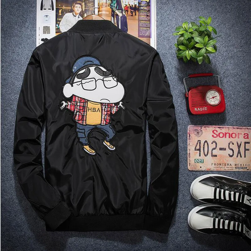 2016 Евро-Америка Улица Мультфильм Рисунок Вышивки Тонкий Бомбардировщик Куртка