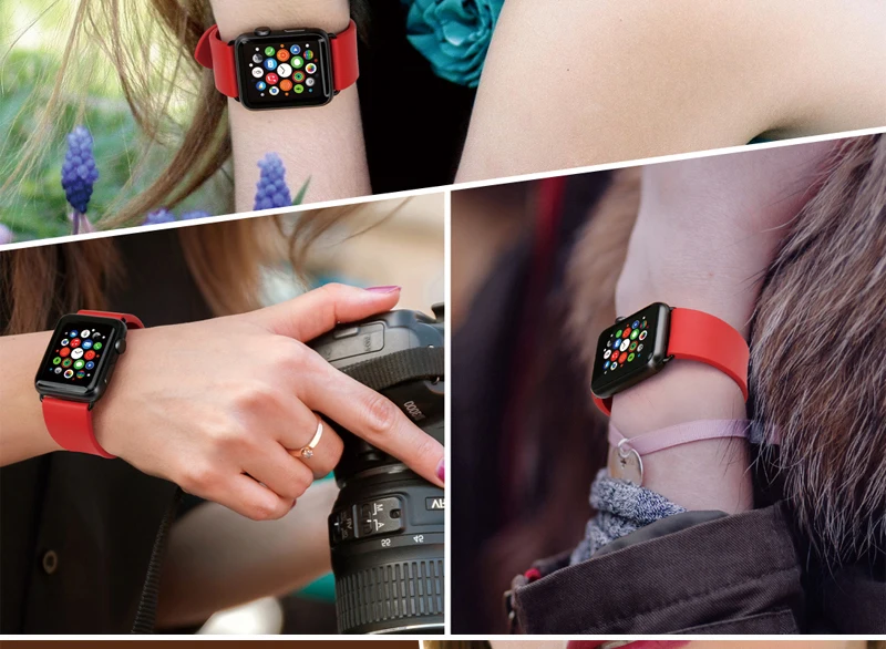 MAIKES Roes аксессуары для красных часов Apple Watch Band 44 мм 40 мм спортивный мягкий резиновый ремешок для часов для Apple Watch Band 42 мм 38 мм