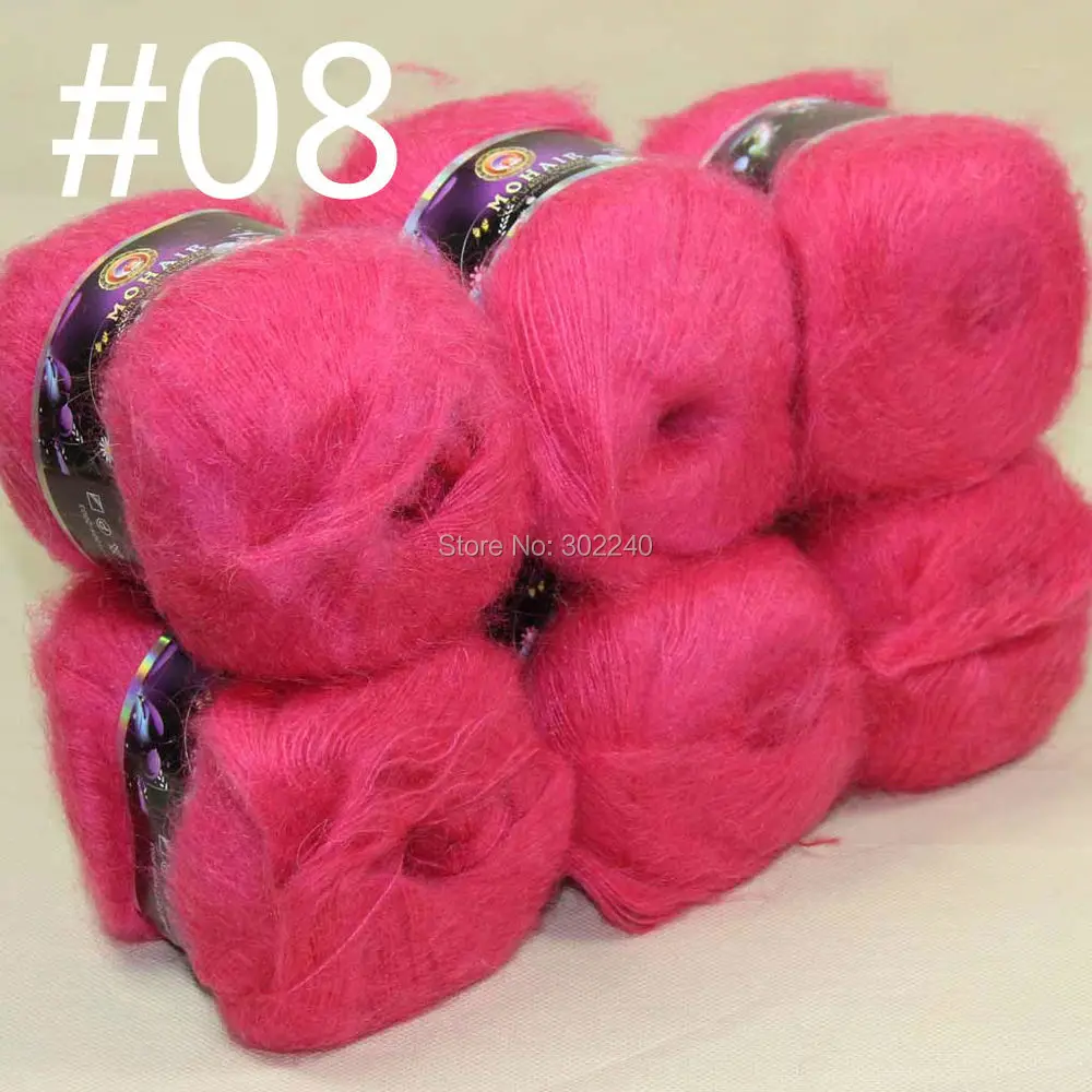 

Lot of 6 balls MOHAIR 50% Angora goats Cashmere 50% silk hand Yarn Knitting rose pink #08