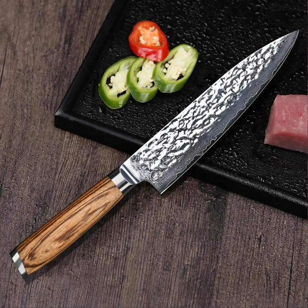 Нож шеф повара из дамасской стали японская кухонная ручка 8 дюймов ультраострый