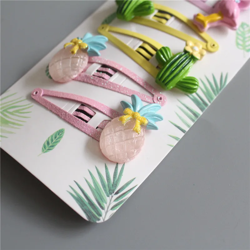Детские заколки для волос в виде фламинго ананаса кактуса 6 шт.|girls hair accessories|hair