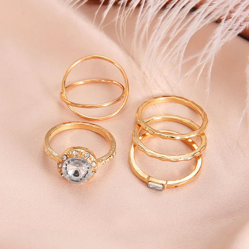 5 шт. женские кольца в стиле ретро набор классические инкрустированные