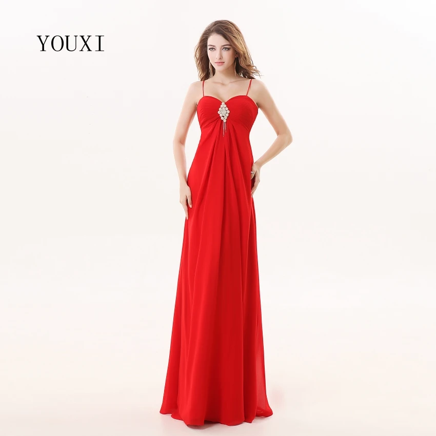 

Bridesmaid Dresses 2019 YOUXI BD024 Women's Sweetheart Red Chiffon Beading Padded vestidos Chiffon Prom Dress