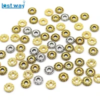 6mm 200 pcslot vintage silver color spacer beads gold wheel pattern bead for bracelet jewelry making lead and nickel free