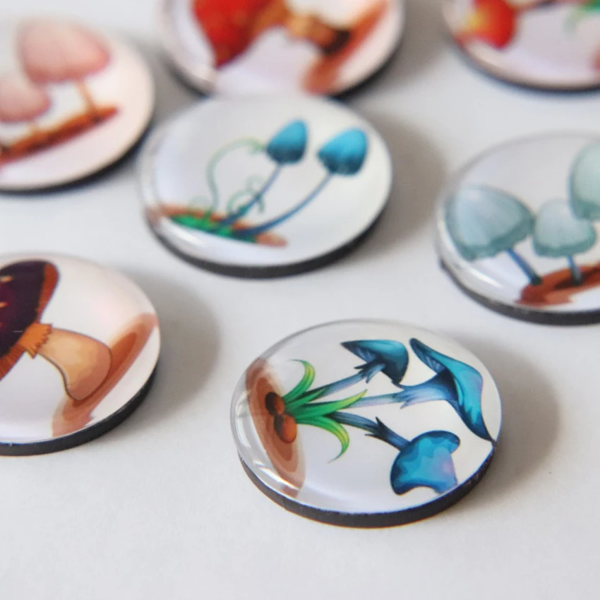 Бесплатная доставка (12 шт./лот) милые магниты на холодильник в виде грибов круглые