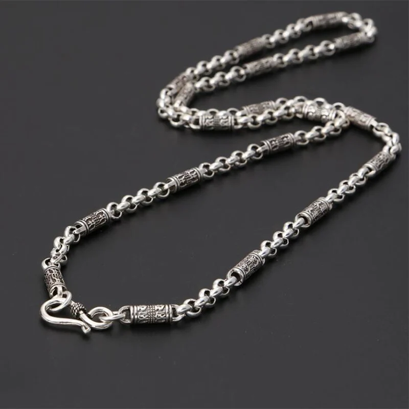2019 Творческий толщиной 5 мм Будда мантра цепи ожерелье 100% 925 стерлингового