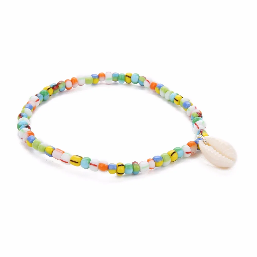 Браслет женский регулируемый в богемном стиле с разноцветными бусинами |