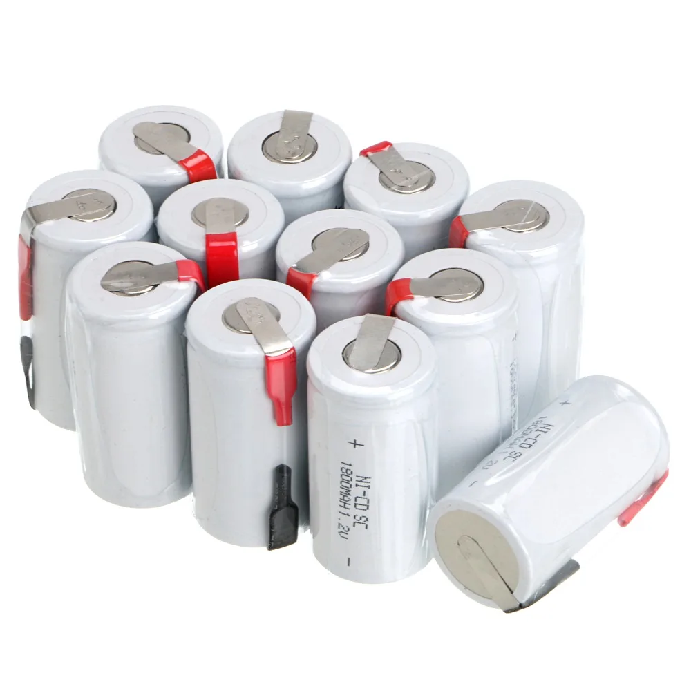 

12 PCS 1800 mah SC Ni-CD rechargeable battery -white color 4.25*2.2cm