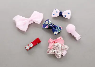 6 шт. заколка для волос маленьких девочек бант Цветок мини заколки Звезда Дети