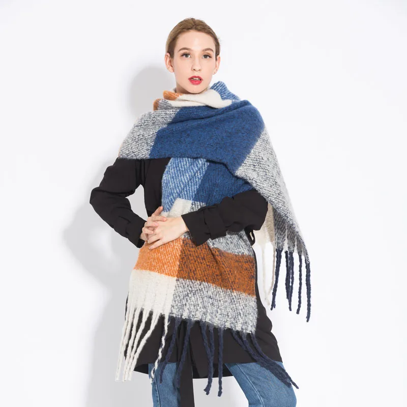 2 RUNMEIFA зимний шарф для женщин модные теплые шарфы пашмины Foulard Femme зимний шарф роскошный бренд имитация кашемировые шали - Цвет: 2