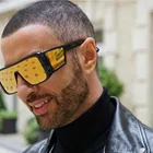 Большие Квадратные Солнцезащитные очки, женские и мужские футуристические большие очки, роскошные праздничные панк Солнцезащитные очки, модные трендовые праздничные очки FML