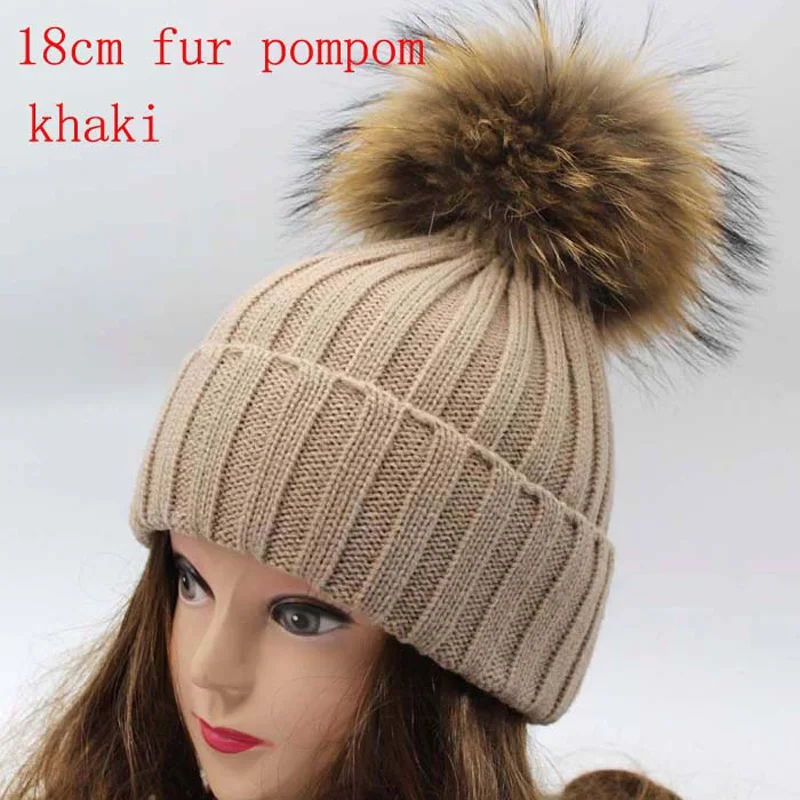 Норки ball cap хип-хоп 18 см большой помпон зимняя женская шапка для девочек вязаная